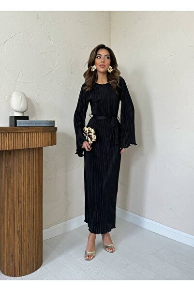 Bellucia Pleated Long Satin Dress