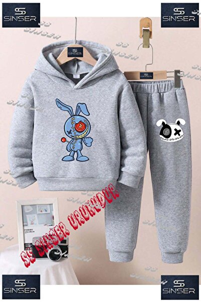 SS SİNSER Children's Unisex Custom Printed Hoodie and Sweatpants Set with Pat...