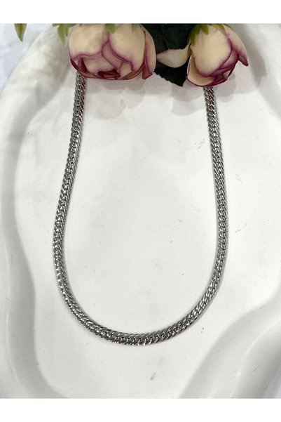 MASAL TAKI&AKSESUAR Xuping Vip Thick 0.5mm Braided Premium Chain Necklace (Silver - 60cm)
