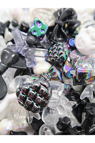 Boncuk Abla Siyah Jelly Charm Boncuk Karışık 30 Adet Figür Boncuk