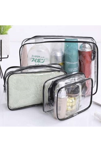KESNUP Set of 3 travel cosmetic organizers, Transparent