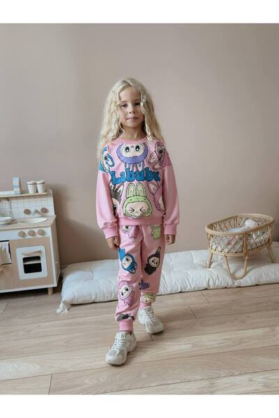ARBİ kids Girls' Labubu Two-Thread Seasonal Fabric Suit Back to School