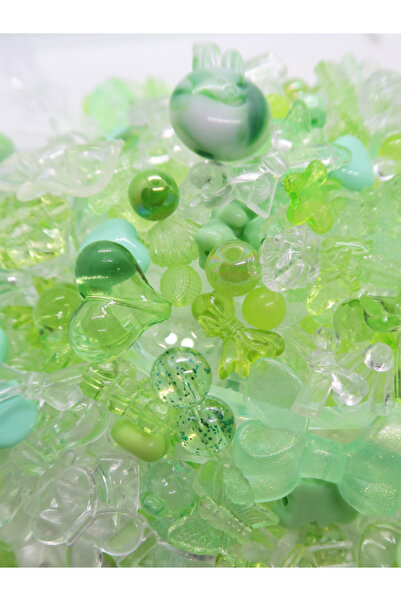 Boncuk Abla Yeşil Şeffaf Jelly Charm Boncuk Karışık 50 Adet Figür Boncuk
