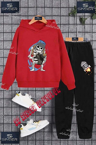 SS SİNSER Детски унисекс комплект от спортен екип с качулка и специален принт...