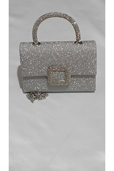 Çanta Trend Silvery Bag Silver Evening Bag Silvery Evening Dress Bag Wedding Invitation Buckle Bag