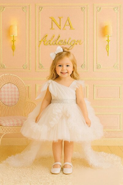 NA ADDESIGN Princess Fairytale Tulle Dress, Special Design Dress with Puffy Train