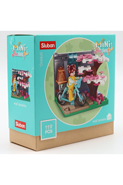 Sluban Girl on a Bicycle Pink Tree Lego 14.60 X 6.20 X 14.60 Summer Collection