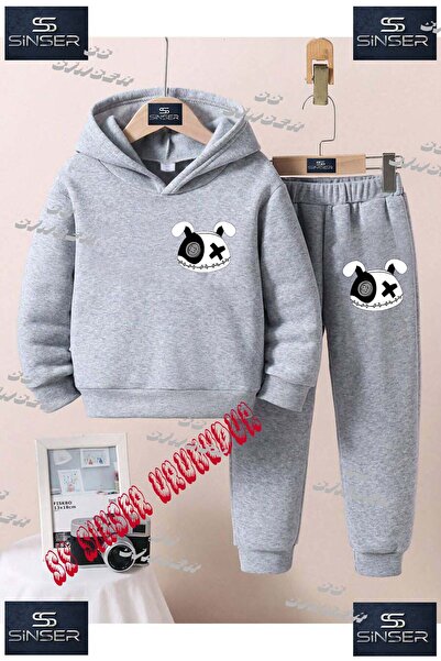 SS SİNSER Children's Unisex Custom Printed Hoodie and Sweatpants Set with a P...