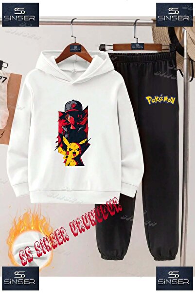 SS SİNSER Детски унисекс комплект спортен екип с качулка и специален принт „E...