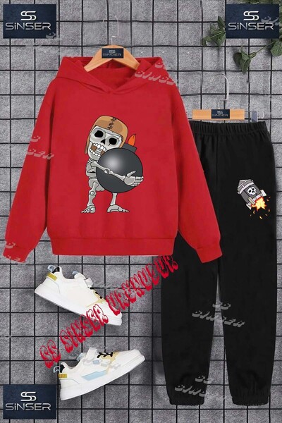 SS SİNSER Set de trening cu hanorac cu imprimeu special „SKELETON IN HAND BOM...