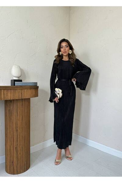 Bellucia Pleated Long Satin Dress