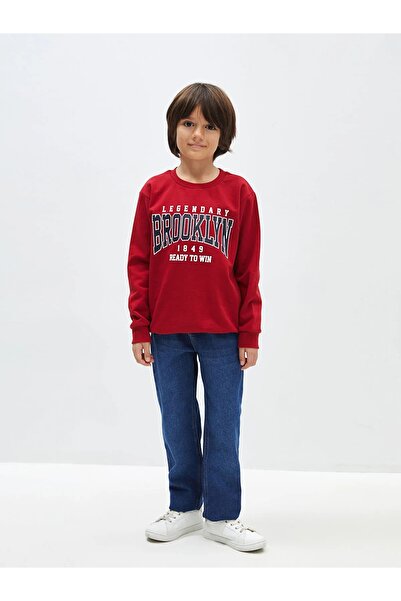 LC Waikiki Lcw Kidsred Crew Neck Printed Long Sleeve Boys' Sweatshirt