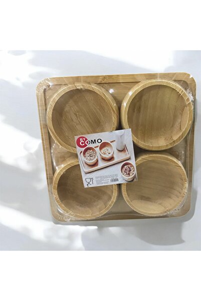 LİLA HOME 4-Piece Round Bamboo Breakfast Set
