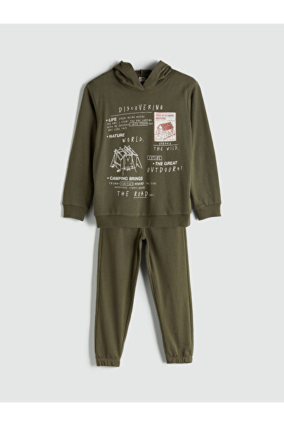 LC Waikiki بدلة رياضية للأولاد بغطاء للرأس باللون الكاكي من LCW Kids