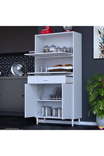 Modilayn VİO (85x163,4x32,5 cm) Yeni çekmeceli, kapaklı, ekmeklikli, çok amaçlı mutfak dolabı.