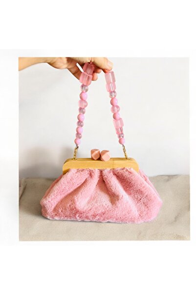 ozdesendesign Peluş Burslu Çanta/El Çantası /Clutch