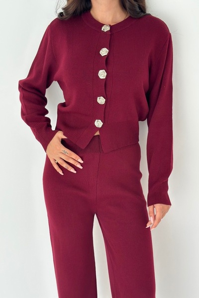 Noi Belis Nagy rózsa gombos részlettel ellátott kötöttáru alsó felső szett AW25AU0001