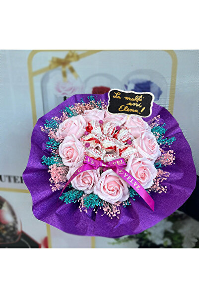 velve Buchet cadou Delice "La multi ani, Elena" 9 trandafiri de sapun ,Mov-ro...