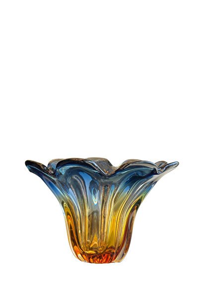 Lara Decor Mavi & Amber Elsa Cam Kase Küçük Boy