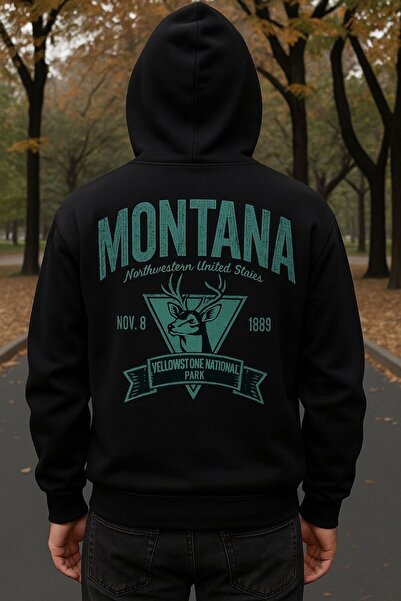 MELOOX Hanorac cu glugă cu imprimeu Montana Yellowstone Geyik – îmbrăcăminte ...