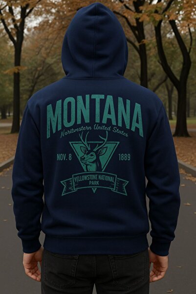 MELOOX Hanorac cu glugă cu imprimeu Montana Yellowstone Geyik – îmbrăcăminte ...