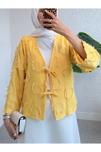 HİJABAYA Κιμονό με μονό κουμπί και λεπτομέρεια με φούντα