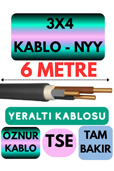 Avarson Öznur 3X4 NYY (Yeraltı Kablosu) Metre Seçenekli 6 METRE