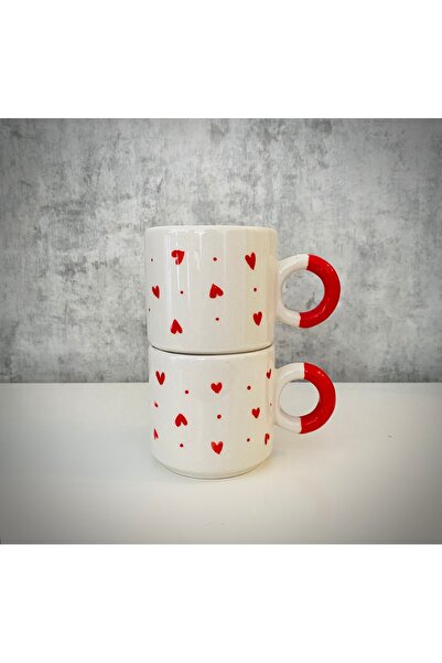 arı çini seramik 2-Piece Handcrafted Heart Mug