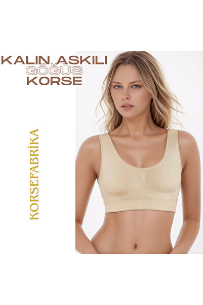 KORSEFABRİKA Women's Thick Strap Recovery Shaper Breathable Seamless Chest Corset