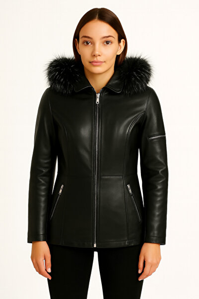 duarte deri Hakiki Deri Kadın Siyah Mont Lili