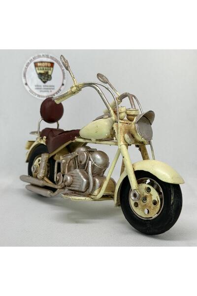 MotoGarage El Yapımı Krem Chopper/Cruiser Metal Motosiklet Biblosu – Kahveren...