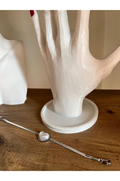 Tresshandicraft Mother of Pearl Heart Bracelet (Silver Color), Steel Italian Chain