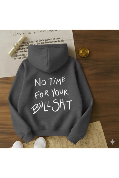 SVART WEAR No Time For your Bullshit Oversize Бавовняний щоденний худі з капюшоном Світшот з принтом