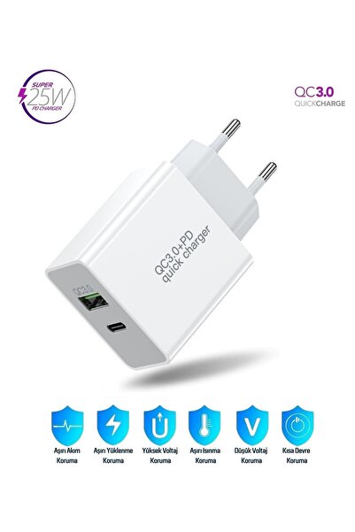 HANPORIUM Samsung Galaxy Tab S10 FE Uyumlu 25W Ultra Hızlı Çoklu Şarj Cihazı Adaptör - Garantili