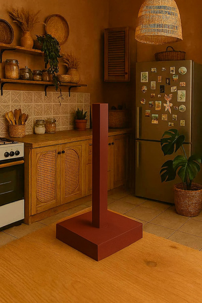 DemCey Home Square Wooden Paper Towel Holder, Roll Towel Holder, Napkin Holder