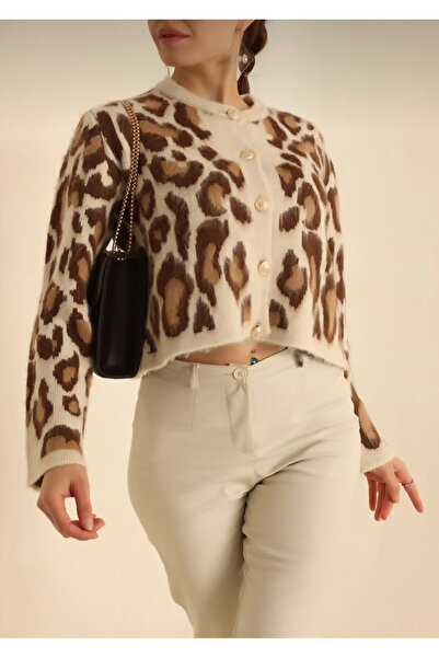 LUSHİGO Κοντή ζακέτα με μοτίβο λεοπάρ
