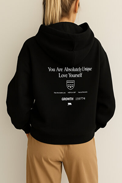 CLASSY.MODA سترة نسائية بقلنسوة بثلاثة خيوط مع طباعة على الظهر، مقاس كبير، مر...