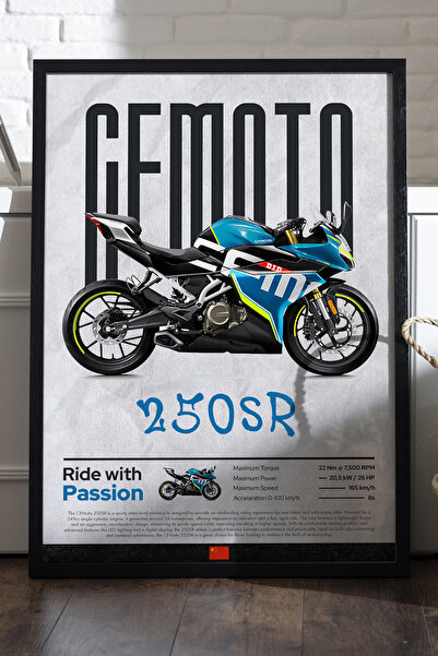 Duvarda CFMOTO 250 SR Αφίσα με μαύρο ξύλινο πλαίσιο, Διακοσμητικός πίνακας το...