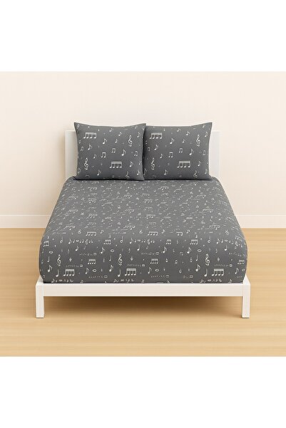 Ezgi ملاءة سرير مرنة منقوشة مقاس 140 × 200 وغطاءين للوسائد