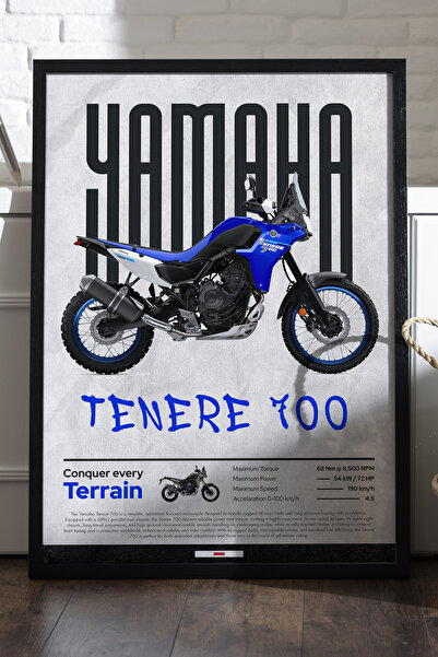 Duvarda Poster cu cadru din lemn negru Yamaha Tenere 700, pictură decorativă ...