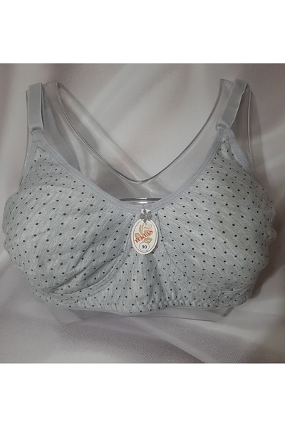 Butik Grey Polka Dot Cotton Polyester Elastane Unlined Unpadded Women's Bra