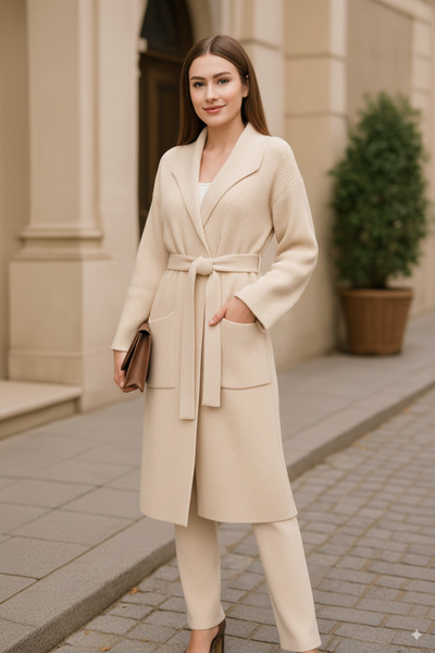 K-ODEA BUTİK Comfortable Fit Women's Knitwear Jacket with Tie
