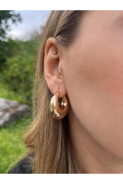 Glowy&Co. Gold Shine Non Tarnish Steel Hoop Earrings