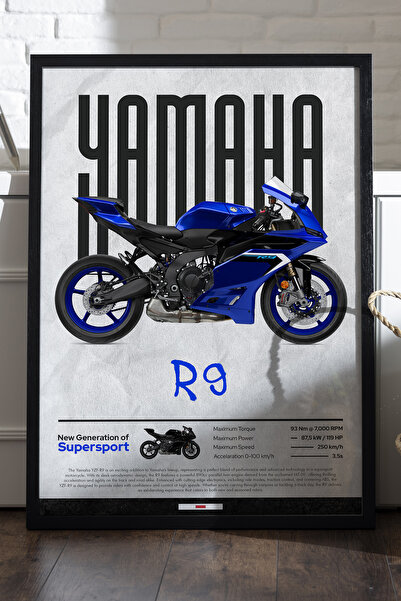 Duvarda Αφίσα Yamaha R9 με μαύρο ξύλινο πλαίσιο, διακοσμητικός πίνακας τοίχου...