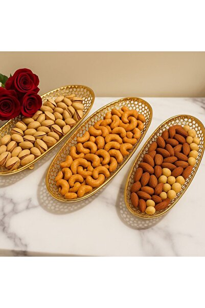 ALMASA صواني مخرمة لتقديم المكسرات والحلويات طقم ٣ حبات