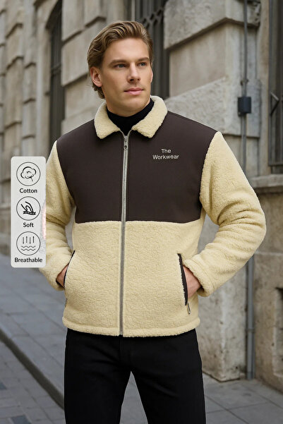 DAMGA JEANS Jachetă de pluș galbenă de iarnă pentru bărbați