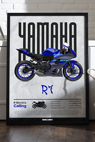 Duvarda Αφίσα Yamaha R7 με μαύρο ξύλινο πλαίσιο, διακοσμητικός πίνακας τοίχου...