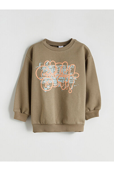 LC Waikiki LCW ECO Haki cu imprimeu Hanorac pentru băieți tricou W5FV86Z1