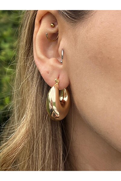 Glowy&Co. Gold Shine Non Tarnish Steel Hoop Earrings