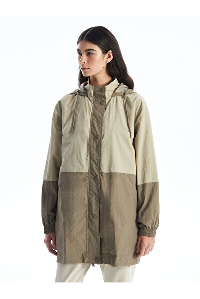 LC Waikiki Hooded Color-Blocked Oversize Women's Raincoat